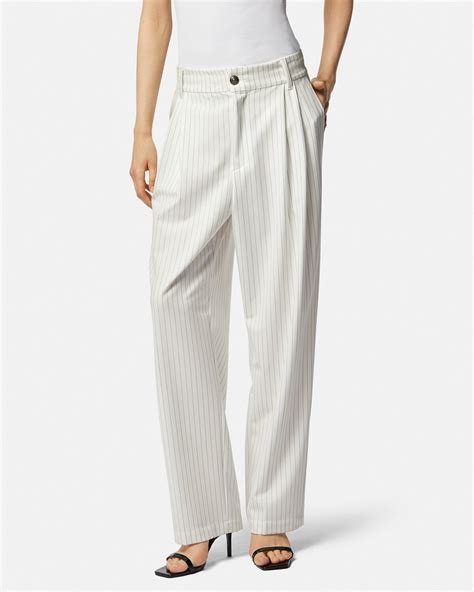 versace jean couture silk pinstrips pants|Women's Pants & Jeans .